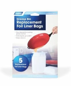CAMCO 42286 Kitchen RV Replacement Foil Liner Bags For Grease Bin, 5-pk