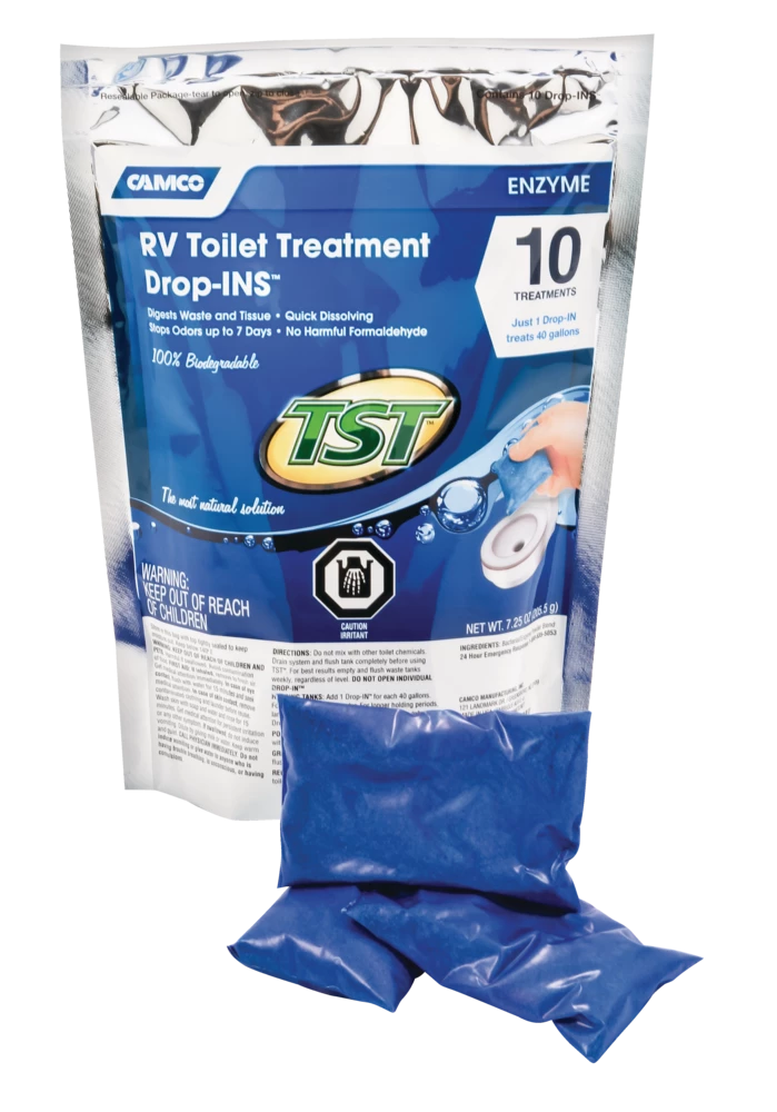 CAMCO TST Clean Scent Blue Enzyme Drop-In Tabs RV Holding Tank/Toilet Treatment, 10-pk - Image 3