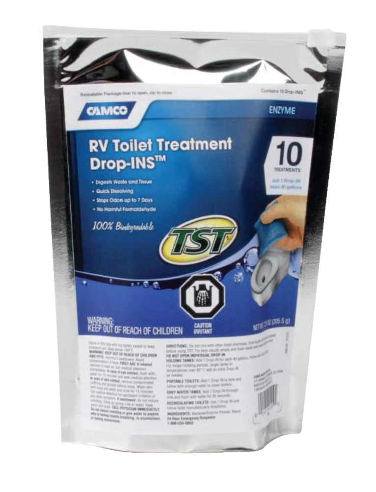 CAMCO TST Clean Scent Blue Enzyme Drop-In Tabs RV Holding Tank/Toilet Treatment, 10-pk
