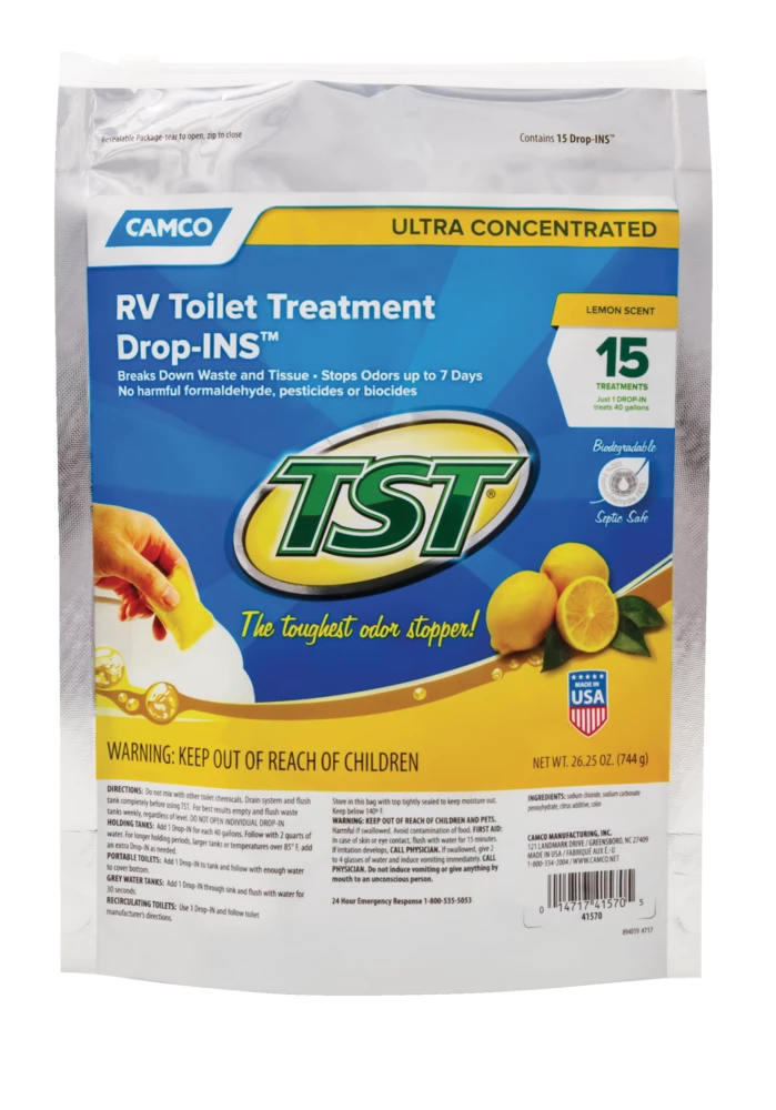CAMCO 41570 TST RV Toiler Treatment Drop-Ins, Lemon Scent, 15-pk