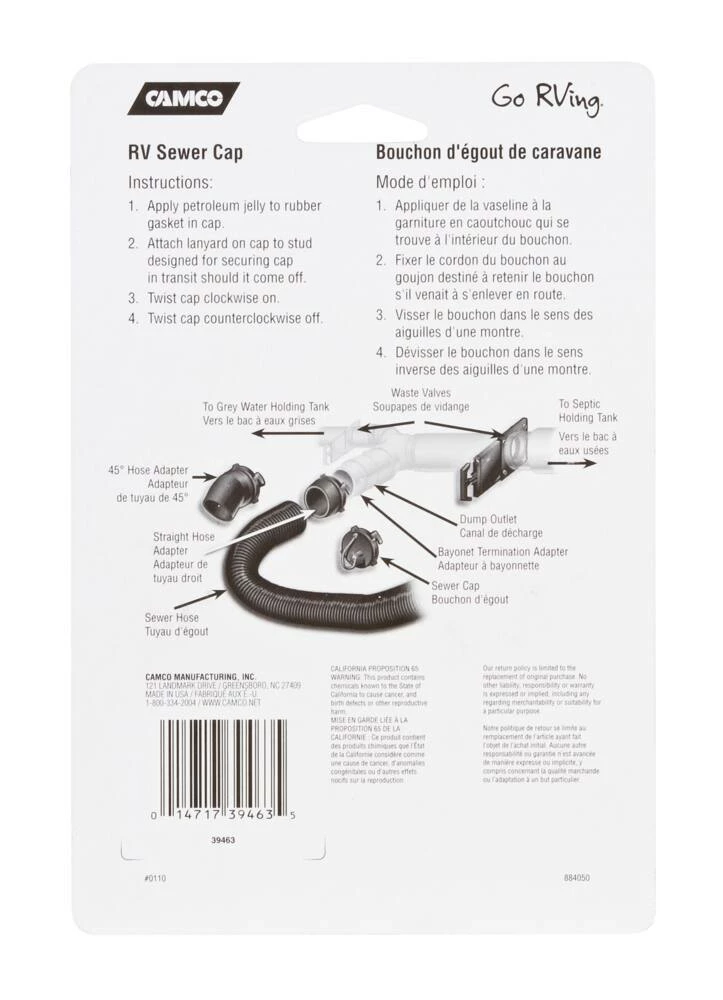 CAMCO 39462 3-in RV Sewer Cap With Hose Connection - Image 4