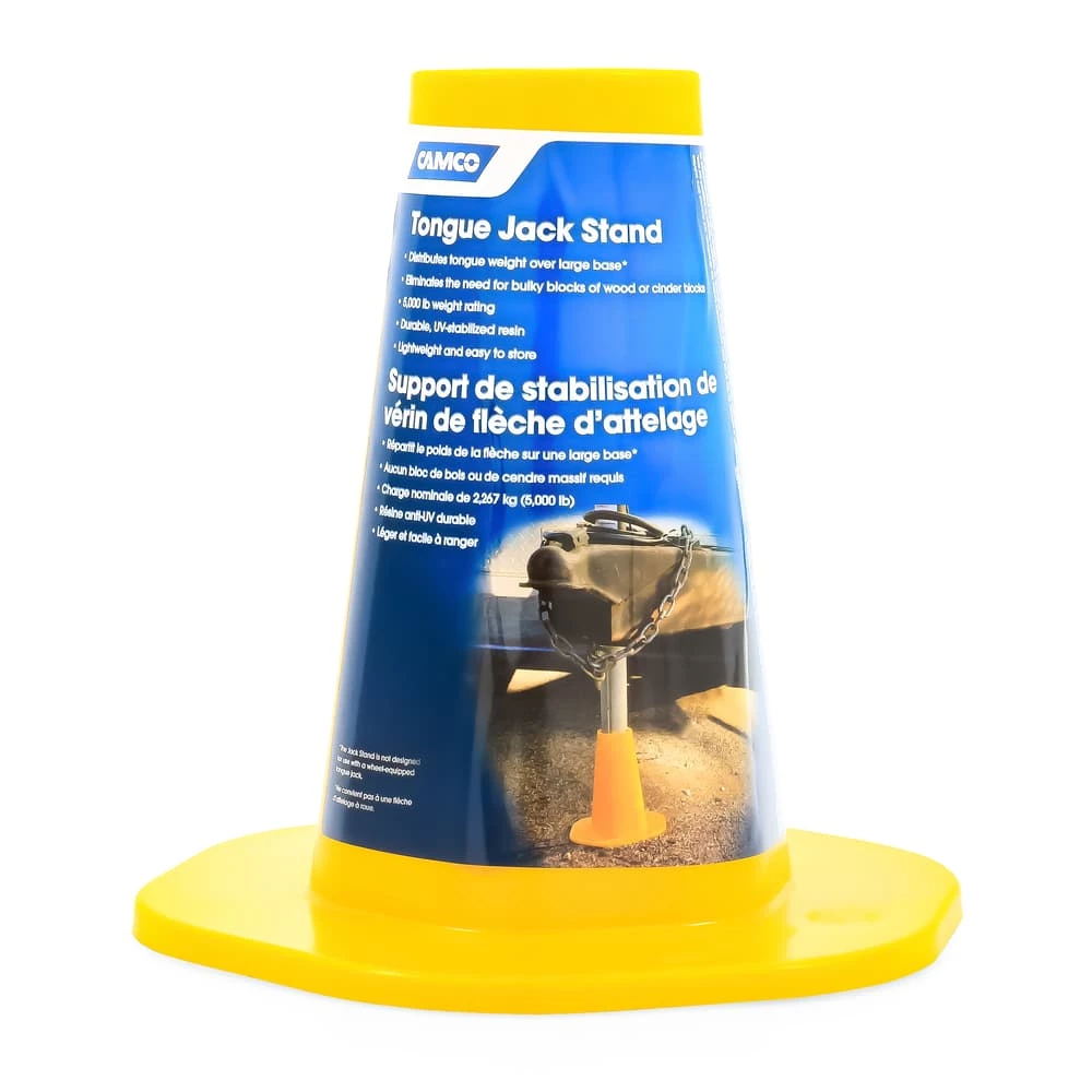 CAMCO 44635 Heavy-Duty Plastic Cone Tongue Jack Stand, Yellow