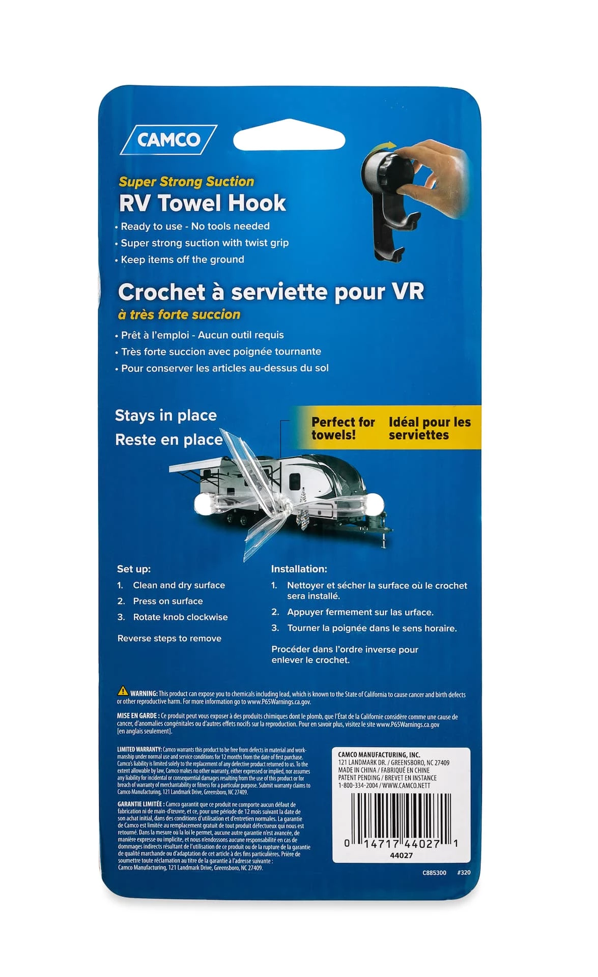 CAMCO 44027 Mechanical Suction Cup Hook For RV Surfaces, Grey - Image 5