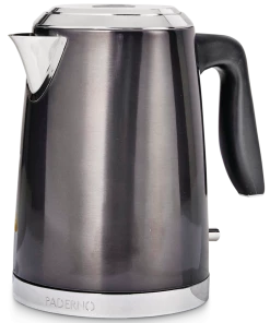 PADERNO Cordless Electric Kettle W/ Auto Shut Off, Black Stainless Steel, 1.7L