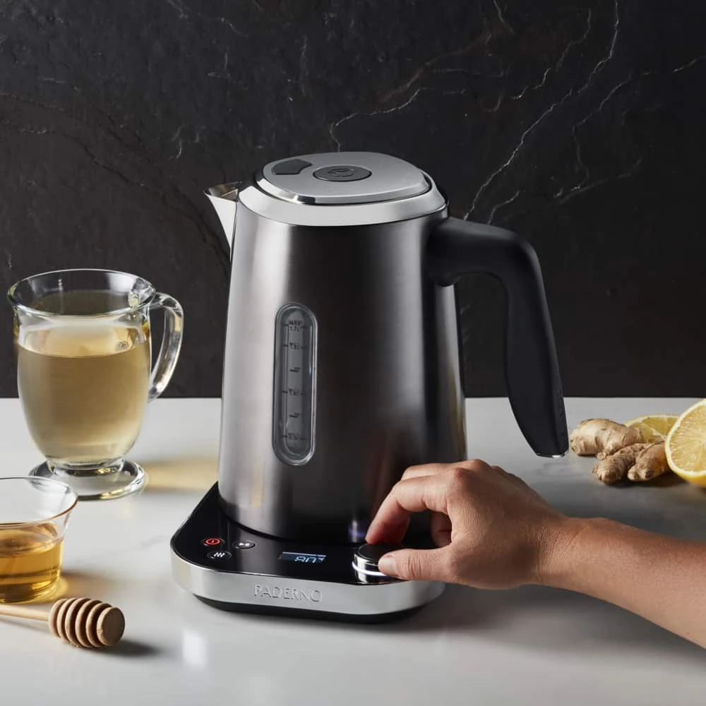 PADERNO Cordless Programmable Electric Kettle W/ Digital Display, Black Stainless Steel, 1.7L - Image 10