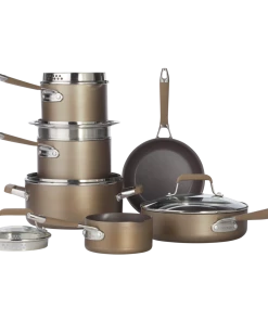 PADERNO Classic Cookware Set, Non-Stick, PFOA-Free, Oven Safe, Champagne Bronze, 12-pc