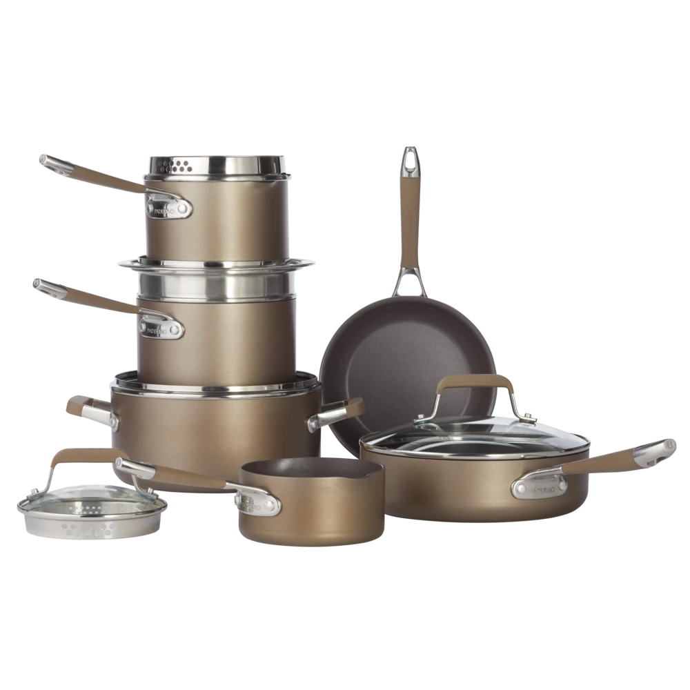 PADERNO Classic Cookware Set, Non-Stick, PFOA-Free, Oven Safe, Champagne Bronze, 12-pc
