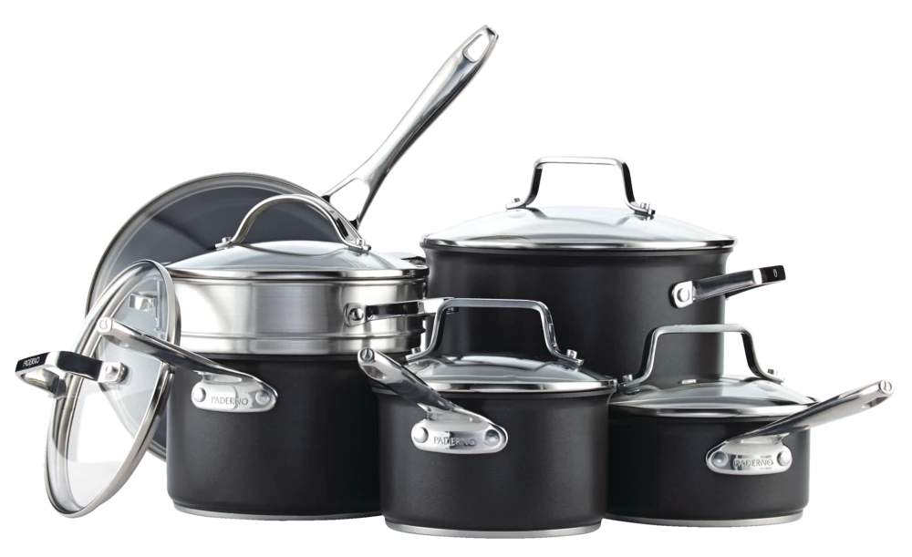 PADERNO Hard Anodized Cookware Set, Non-Stick, PFOA-Free, Dishwasher & Oven Safe, 12-pc