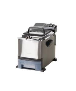 PADERNO Auto-Drain Deep Fryer W/ Digital Display & Oil Filter, Black Stainless Steel, 3.5L