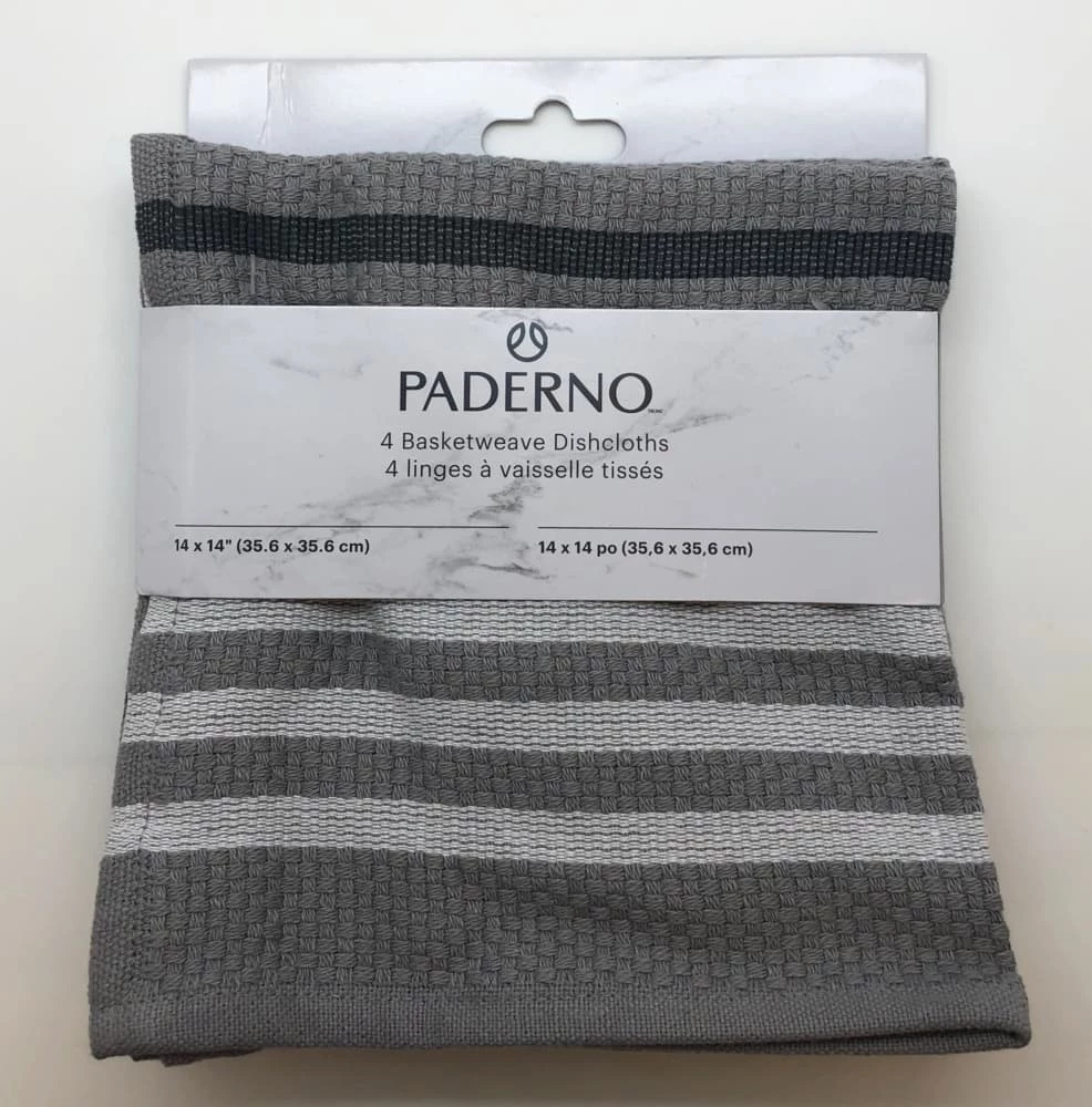PADERNO Basket Weave Dishcloth, Charcoal, 4-pk - Image 2