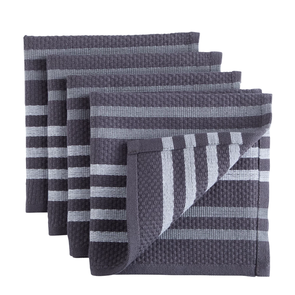 PADERNO Basket Weave Dishcloth, Charcoal, 4-pk