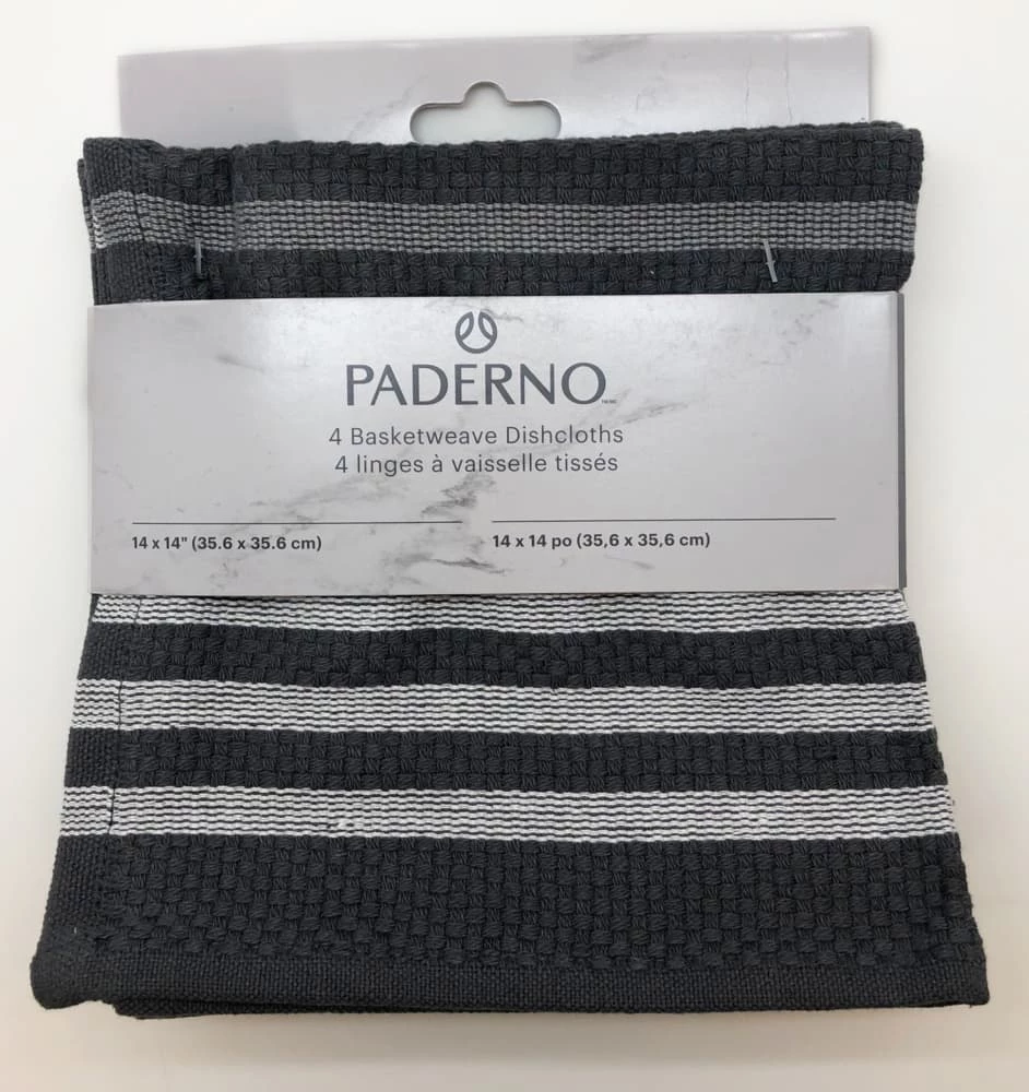 PADERNO Basket Weave Dishcloth, Grey, 4-pk - Image 2