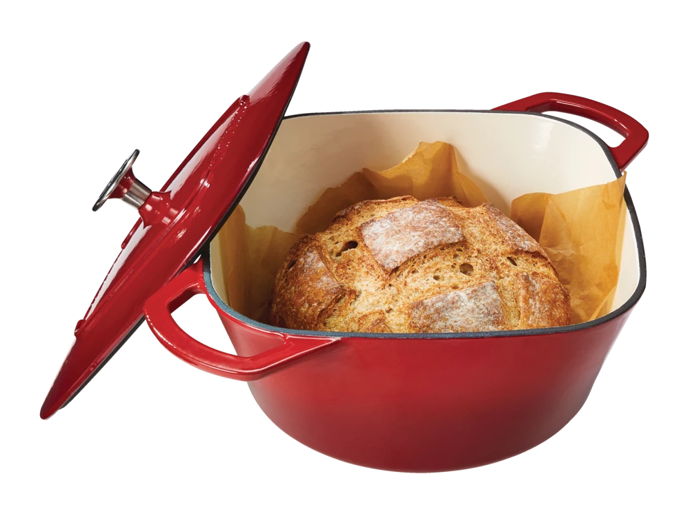 PADERNO Dutch Oven, Durable Cast Iron, Oven Safe, Red, 5qt - Image 5