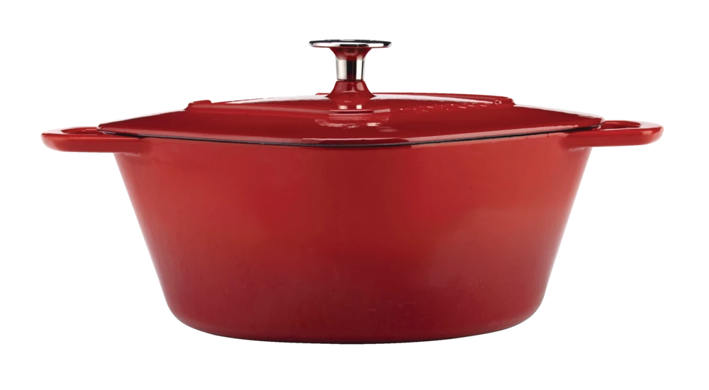 PADERNO Dutch Oven, Durable Cast Iron, Oven Safe, Red, 5qt