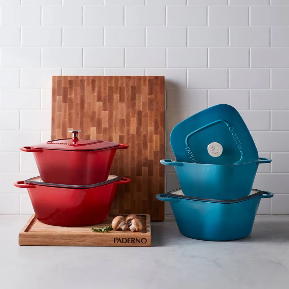 PADERNO Dutch Oven, Durable Cast Iron, Oven Safe, Red, 5qt - Image 7