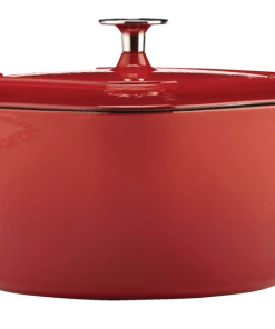 PADERNO Dutch Oven, Durable Cast Iron, Oven Safe, Red, 6.5qt