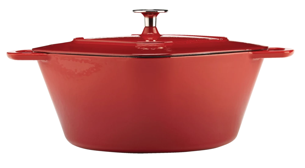 PADERNO Dutch Oven, Durable Cast Iron, Oven Safe, Red, 6.5qt
