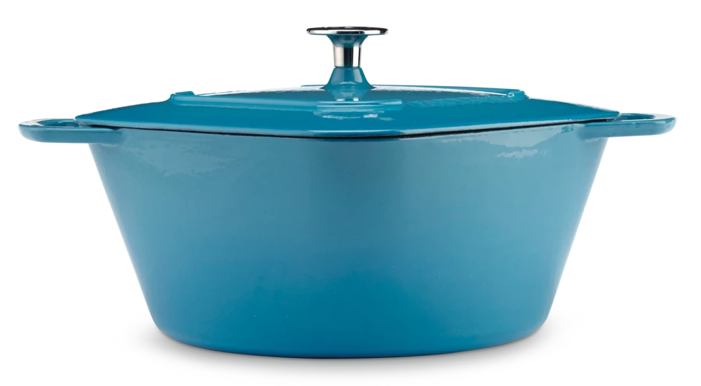 PADERNO Dutch Oven, Durable Cast Iron, Oven Safe, Teal, 6.5qt
