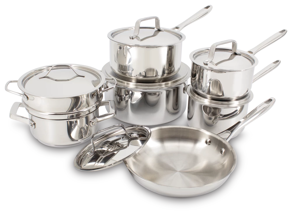 PADERNO Canadian Signature Stainless Steel Cookware Set, Dishwasher & Oven Safe, 13-pc