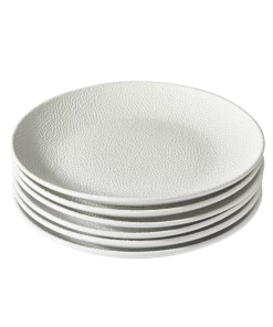 Paderno Cranbrook 6pc Stoneware Coupe Salad Plate Set, Chip Resistant, White