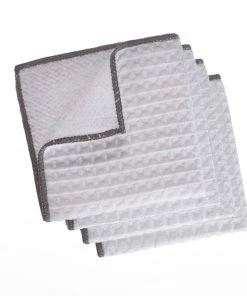 PADERNO Microfiber Dishcloth With Scrubber, Light Grey, 4-pk