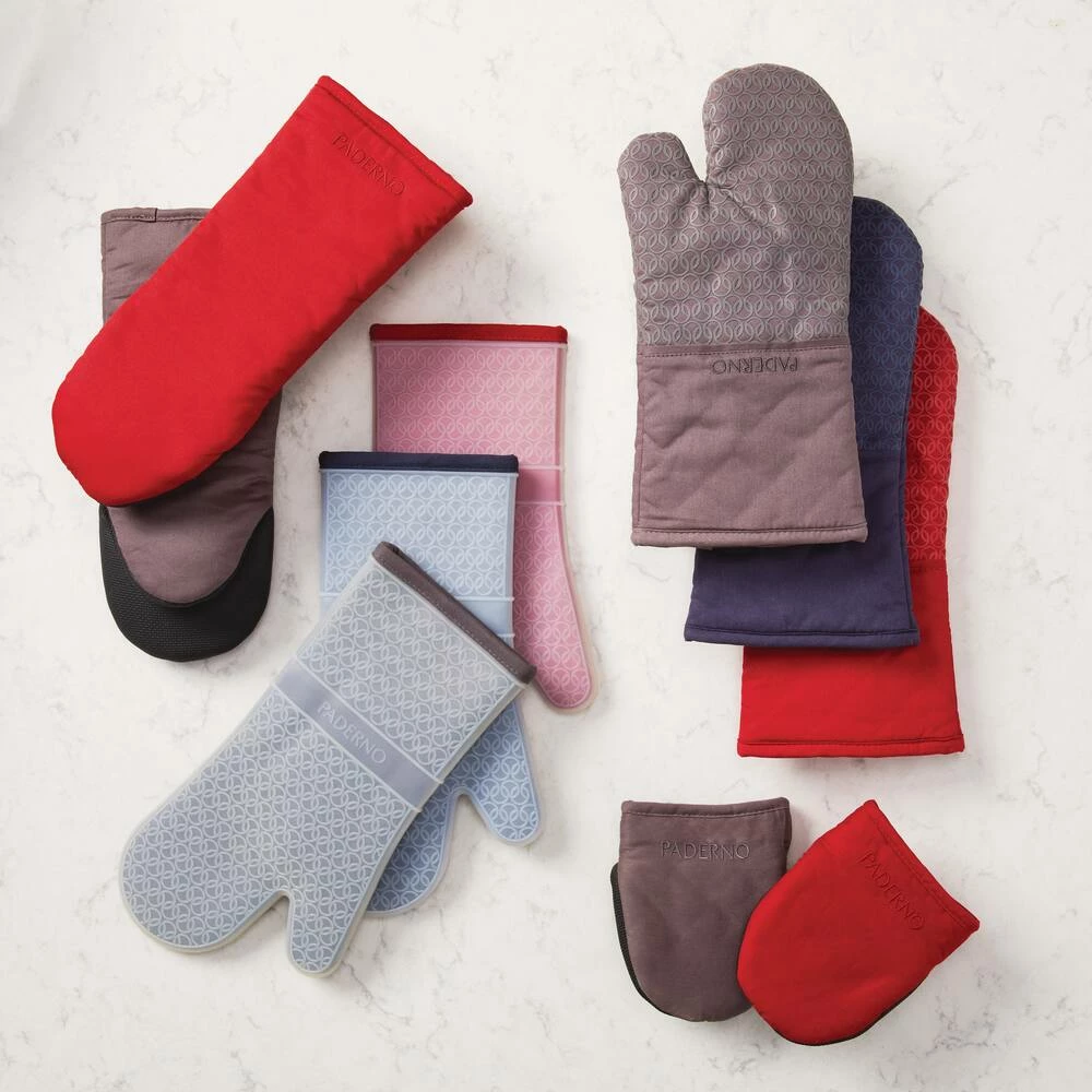 PADERNO Neoprene Palm Cotton Mini Oven Mitt With Hanging Loop, Non-Slip Grip, 1-pc, Charcoal - Image 3