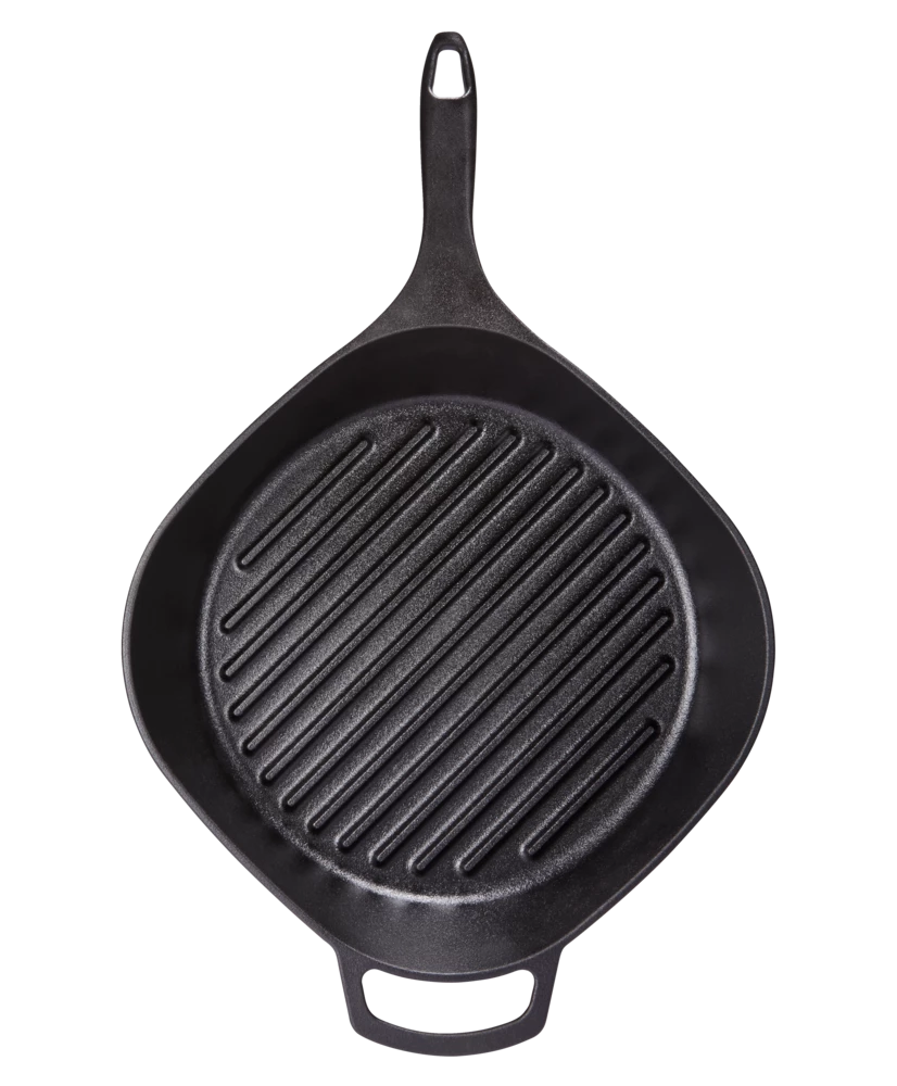 PADERNO Signature Pre-Seasoned Cast Iron Grill Pan, Oven Safe, Black, 30cm - Image 3