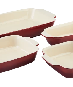 PADERNO Signature Smart Stacking Ceramic Bakeware, Red, Assorted Sizes, 4-pc
