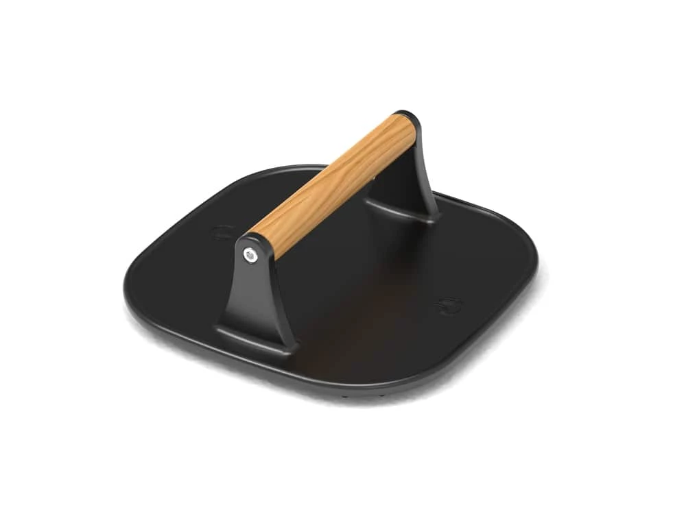 PADERNO Signature Pre-Seasoned Cast Iron Panini & Burger Grill Press, Black, 19.5x19.5cm - Image 2