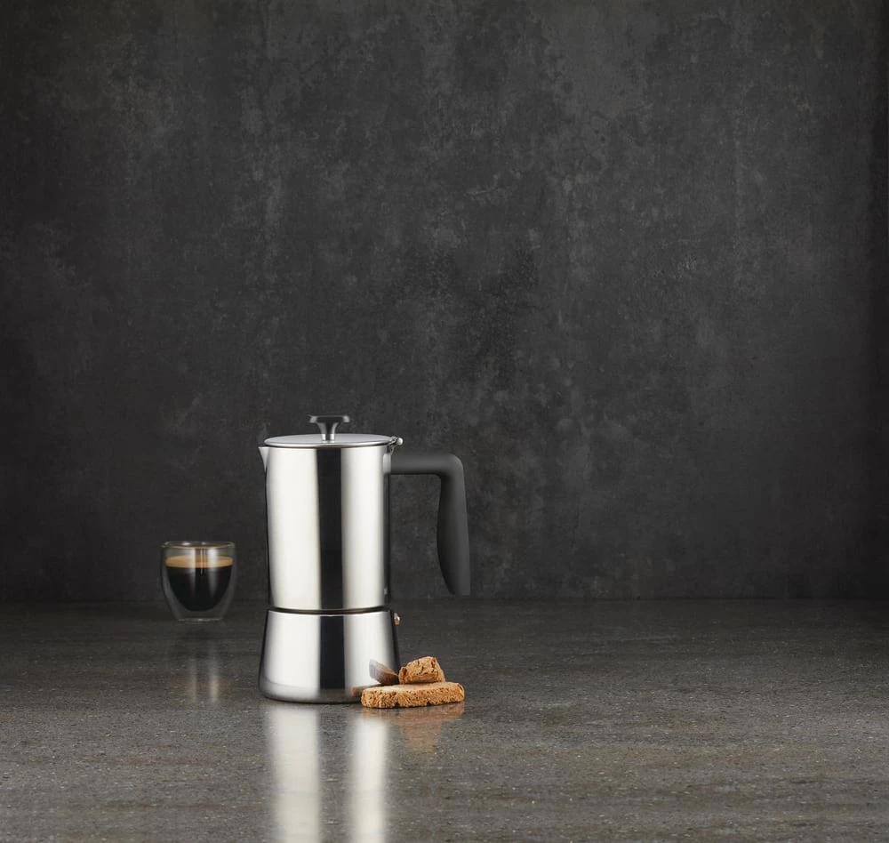 PADERNO 6-Cup Stainless Steel Stovetop Espresso Maker, Induction Compatible - Image 3