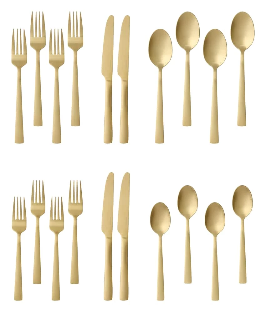 PADERNO Summerside Champagne 20pc Stainless Steel Flatware Set, Serves 4, Matte Bronze
