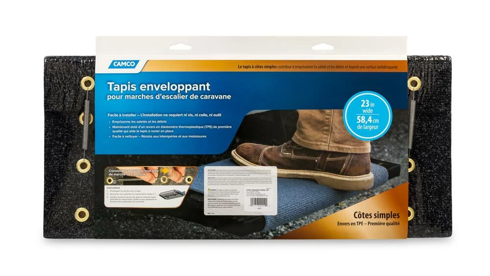 Camco Premium Single Rib Step Rug, 22-in X 23-in, Black - Image 6