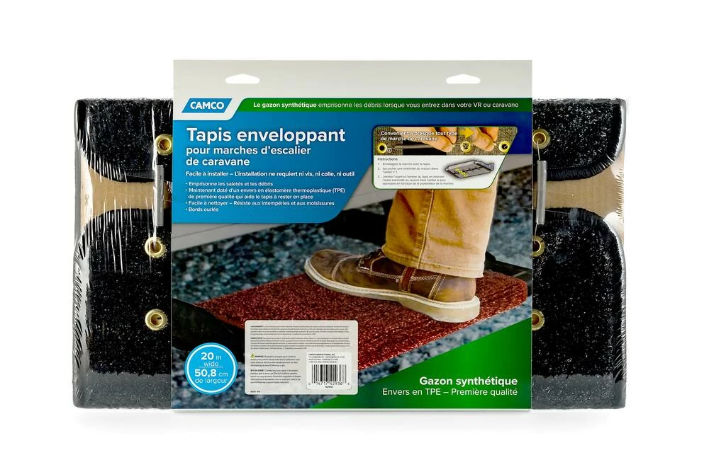 Camco Premium Turf Step Rug, Hemmed, 22-in X 20-in, Black - Image 6