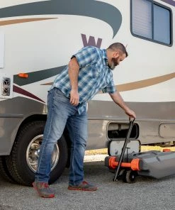CAMCO 39007 Rhino Tote Portable Waste Holding Tank, With Steerable Wheels, 36-Gal