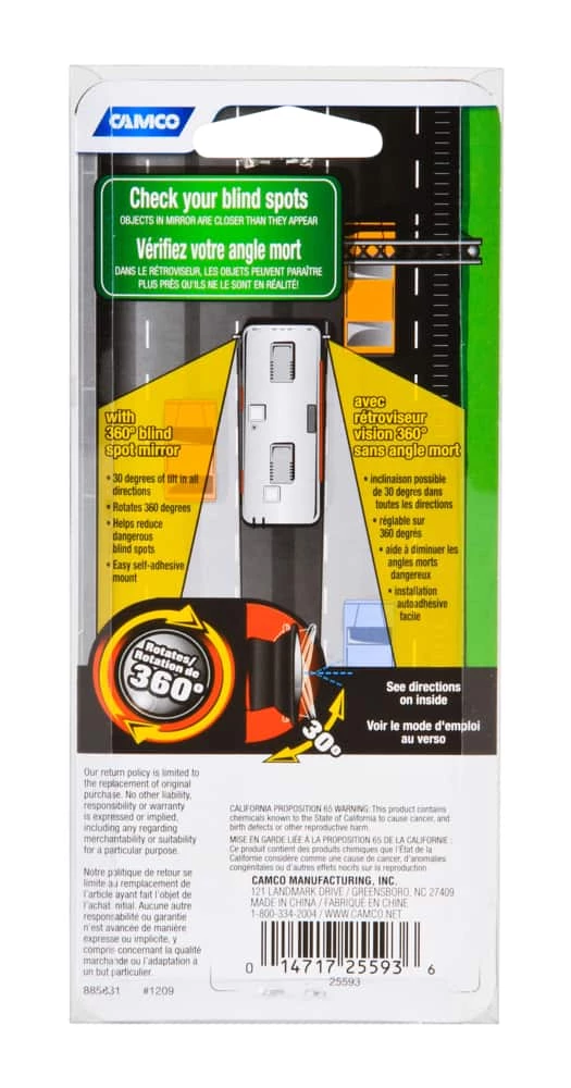 CAMCO 25593 1.75-in 360-Degree Round RV Blind Spot Mirrors, 2-pk - Image 4