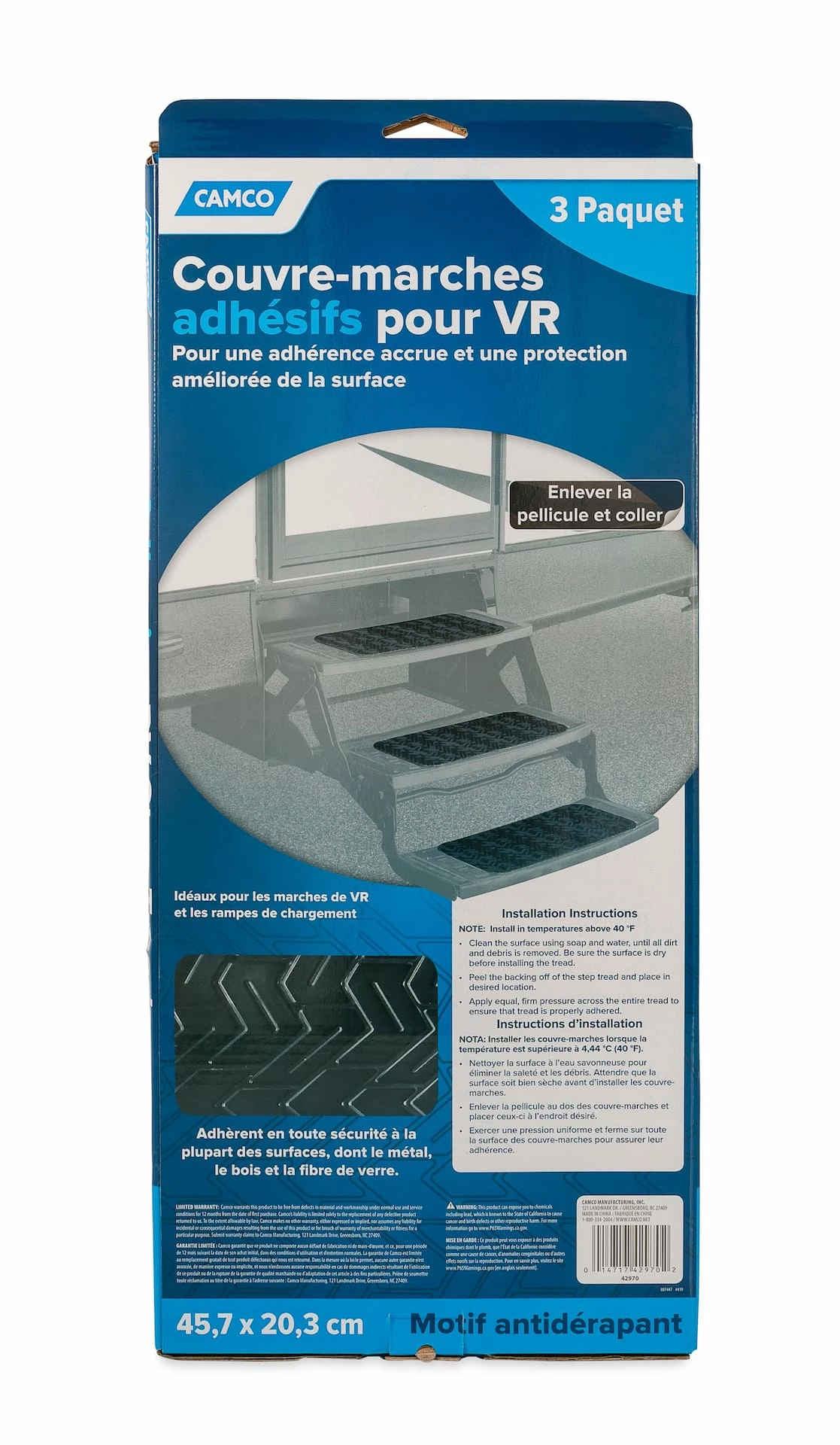 CAMCO 42970 RV Step Treads, 18 X 8-in, Black, 3-pk - Image 4